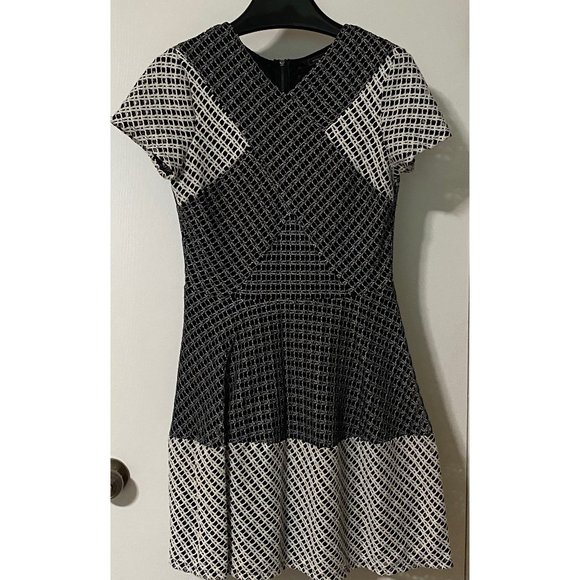 BCBGMaxazria Elyze Lace-blocked Fit & Flare Dress - Picture 1 of 8